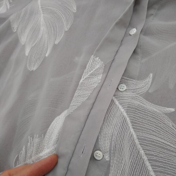 sheer drop waist embroidered feathers shirtdress NWOT - Picture 4 of 11